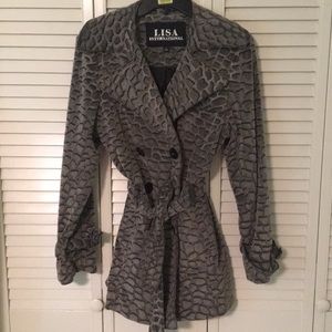 Grey Cheetah Print Coat Sz M